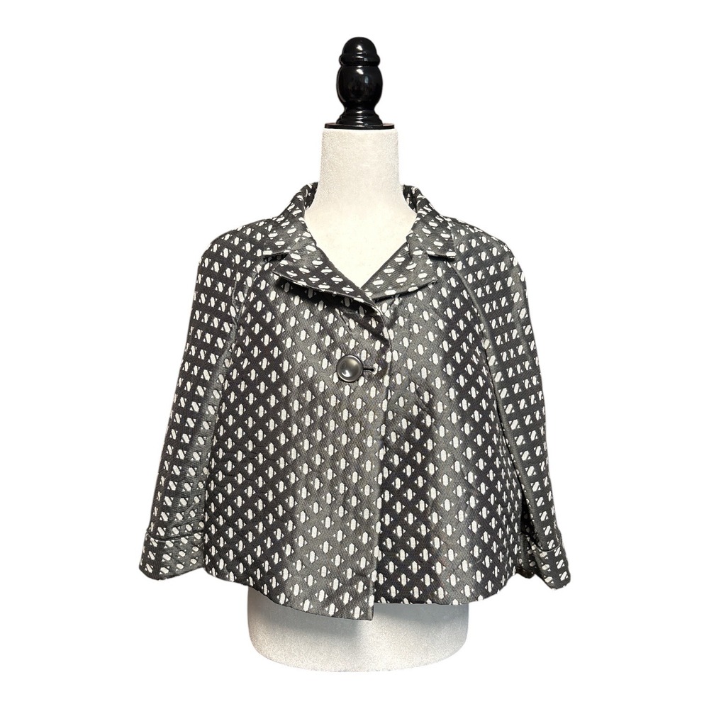 NWOT Armani Collezioni TMG94T Black White Geometric Jacquard Cropped Jacket 10